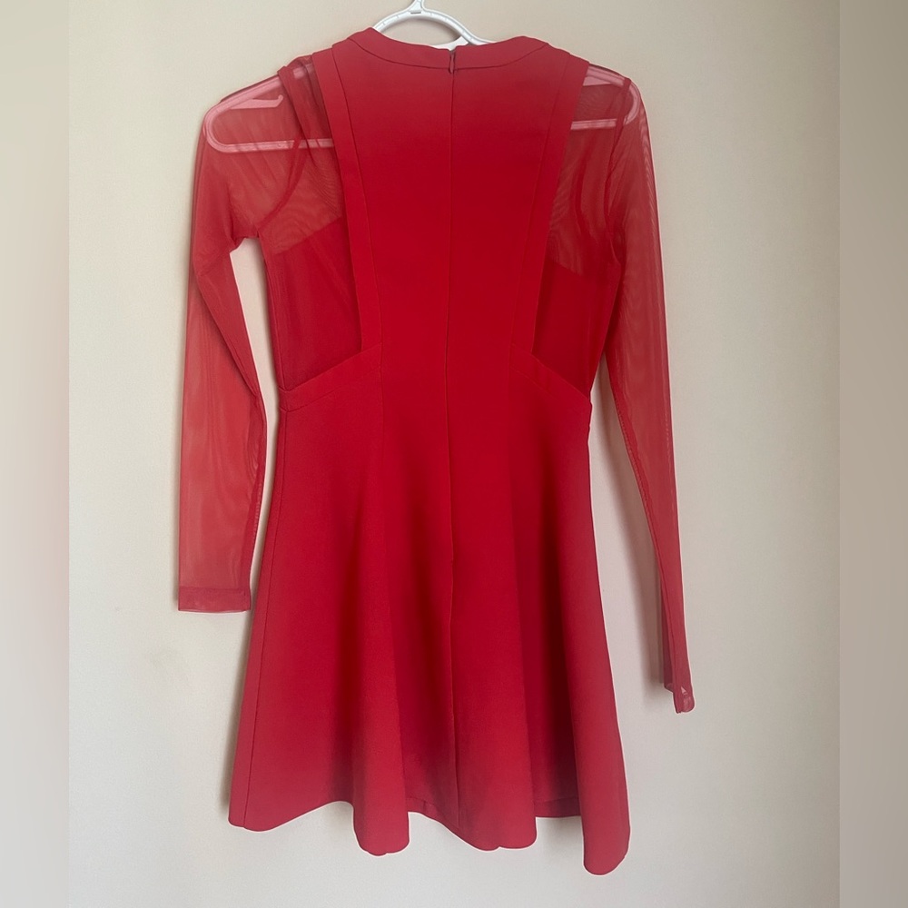 BCBgenerarion red long sleeve dress ( sleeves are mesh)size s.